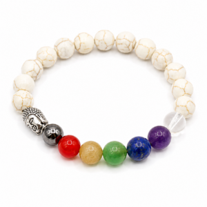 Chakra Bead & White Howlite Buddha Bracelet